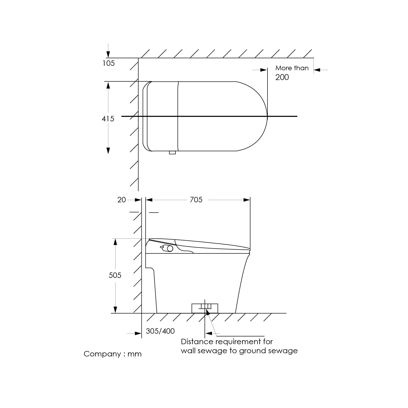 SORENTO 705mm Smart Intelligent Water Closet