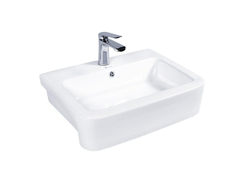 DOCASA Semi Recessed Wash Basin come with single pre-punched tap hole, overflow & cap