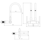 ALFRED VICTORIA 345mm Chrome Quater Turn Wall Sink Tap