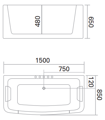 Moreira 1500mm One Piece 3 Face Bathtub