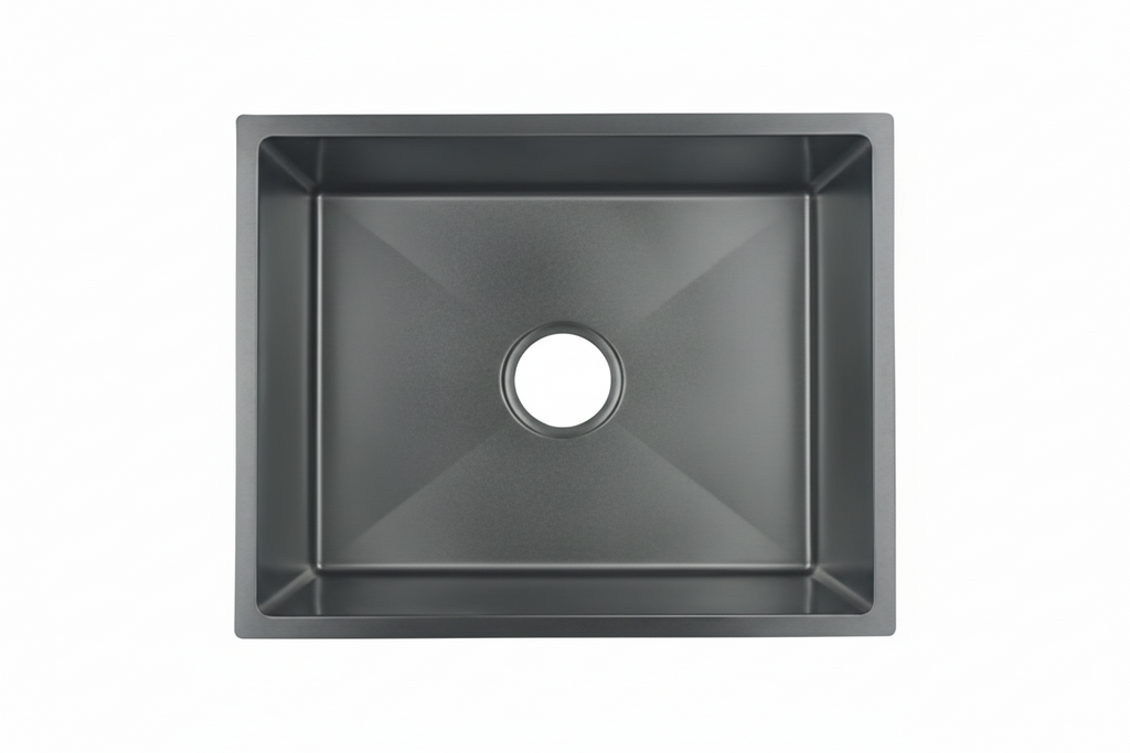 NOVA 580mm Matt Black Undermount Kitchen Sink - Single Bowl