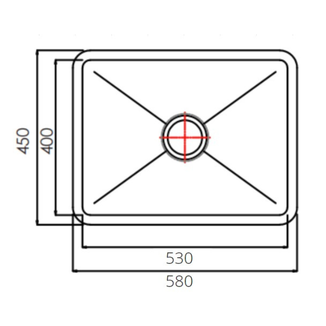 NOVA 580mm Matt Black Undermount Kitchen Sink - Single Bowl