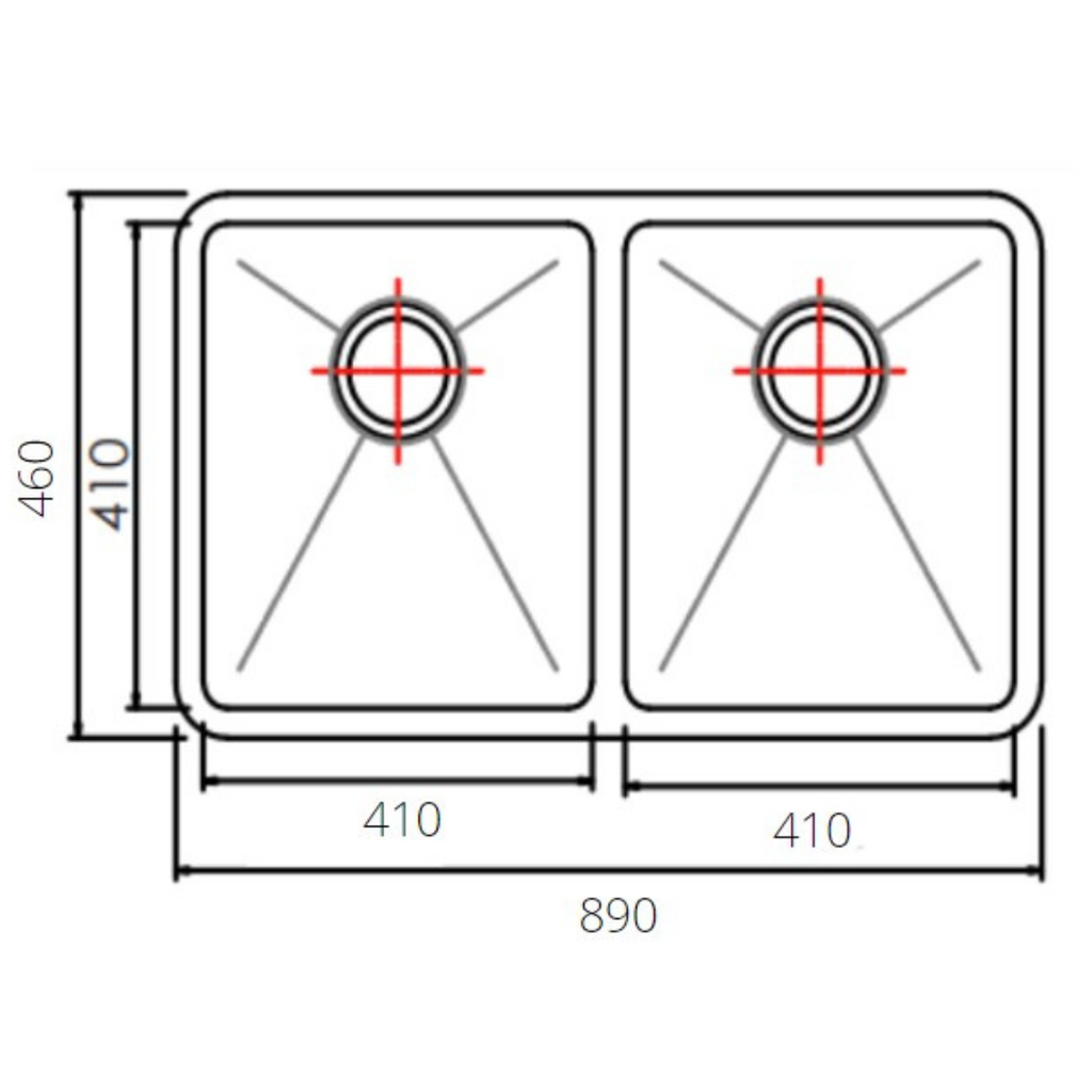 NOVA 890mm Matt Black Undermount Kitchen Sink - Double Bowl