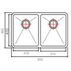 NOVA 890mm Matt Black Undermount Kitchen Sink - Double Bowl