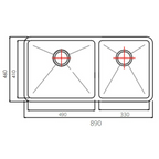 NOVA 890mm Matt Black Undermount Kitchen Sink - Double Bowl
