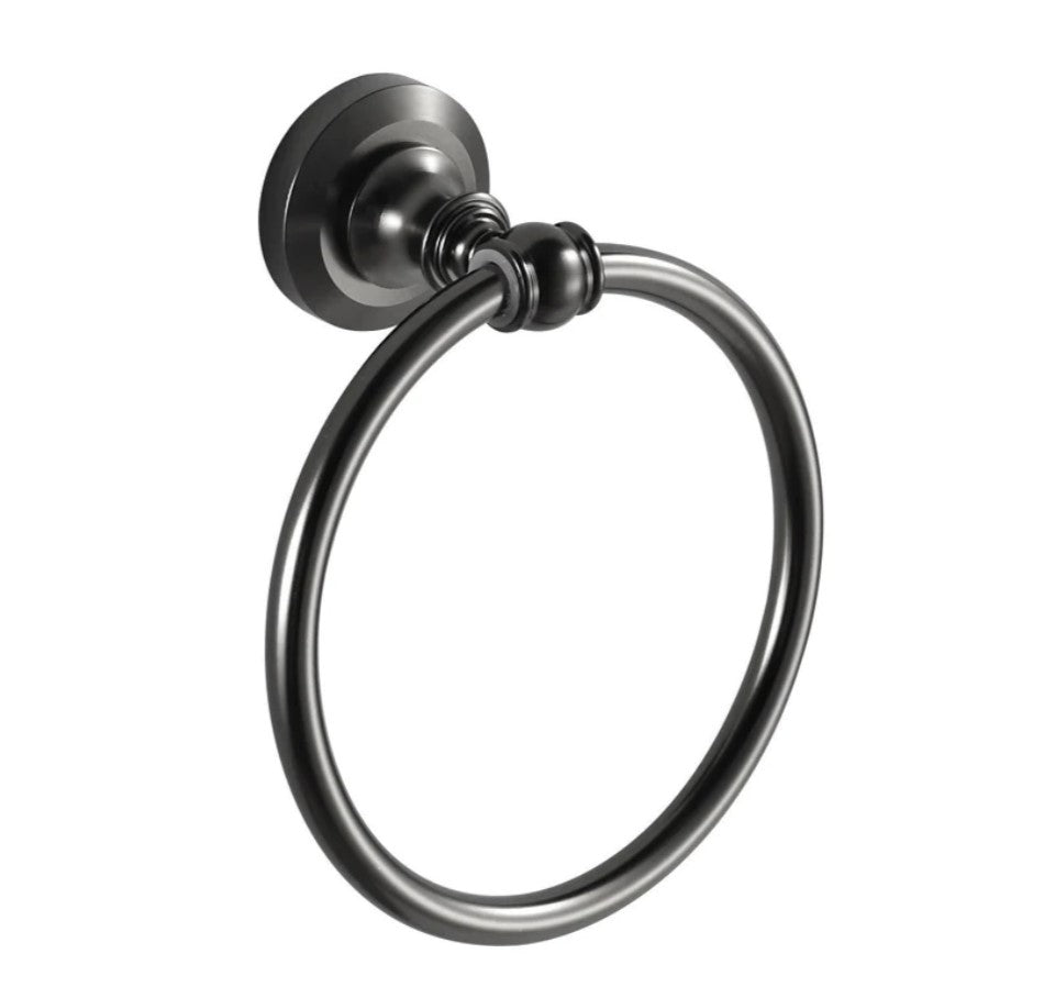 OUTAI 170mm Matt Black Aluminium Towel Ring