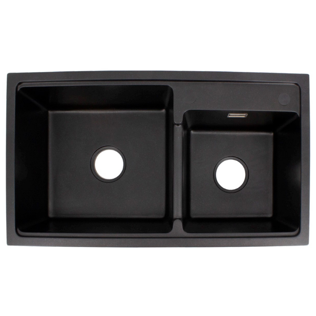ARTE 820mm Nano Black Quartz Stone Sink - Double Sink