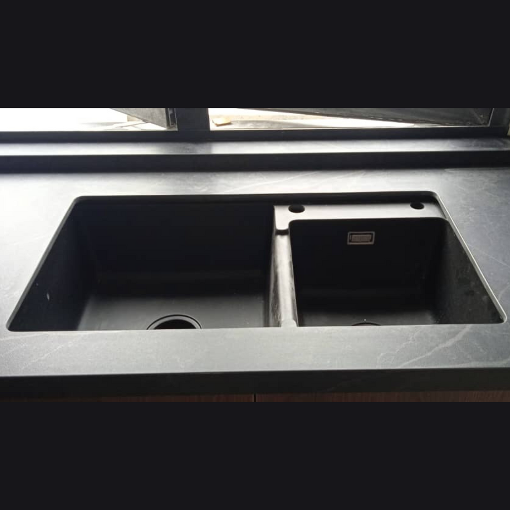 ARTE 820mm Nano Black Quartz Stone Sink - Double Sink