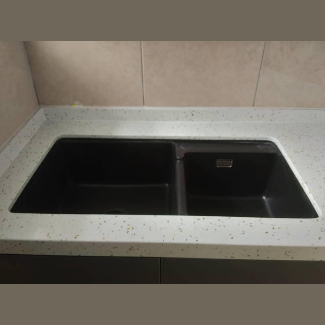ARTE 820mm Nano Black Quartz Stone Sink - Double Sink