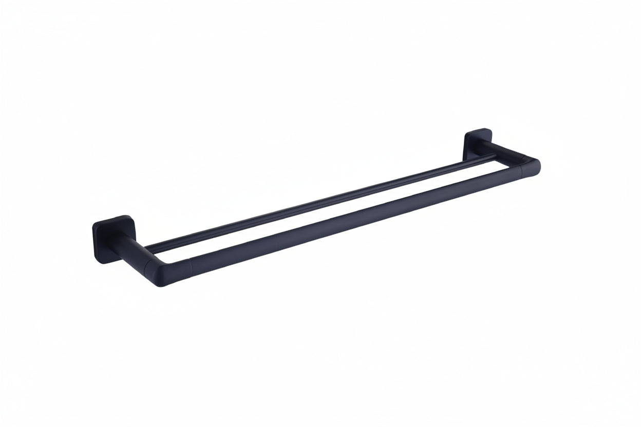 SORENTO 745mm Double Matte Black Towel Rail - Square