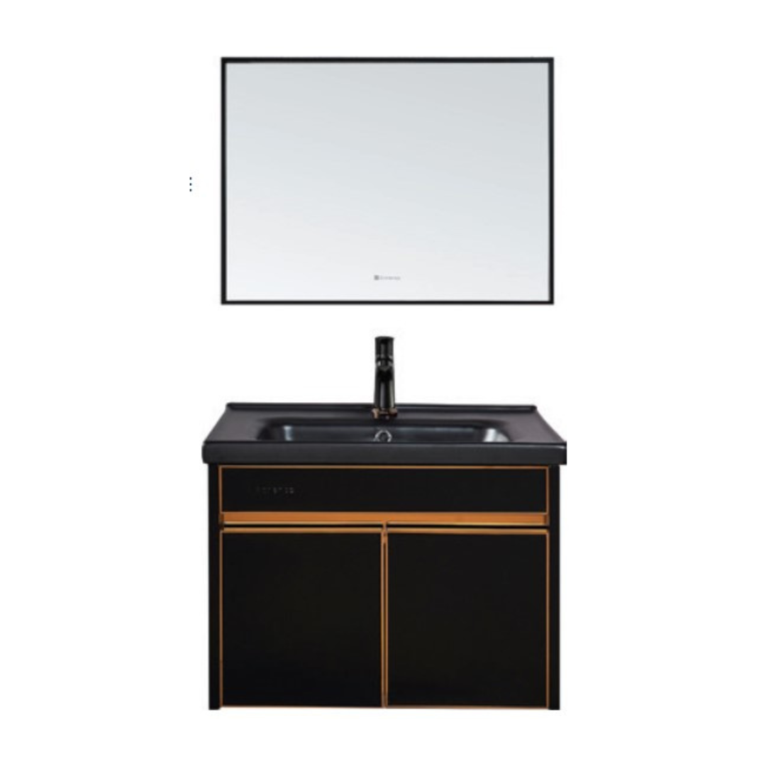 SORENTO 460mm Black Wall Hung Cabinet 1 Soft Closing Drawers Set