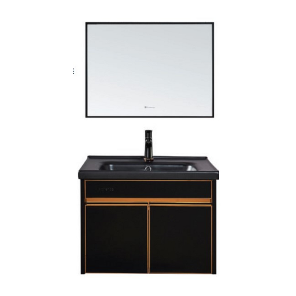 SORENTO 460mm Black Wall Hung Cabinet 1 Soft Closing Drawers Set