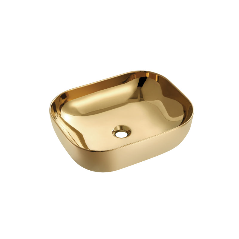 SORENTO 500mm Gold Counter Mounting Wash Basin come with single pre-punched tap hole