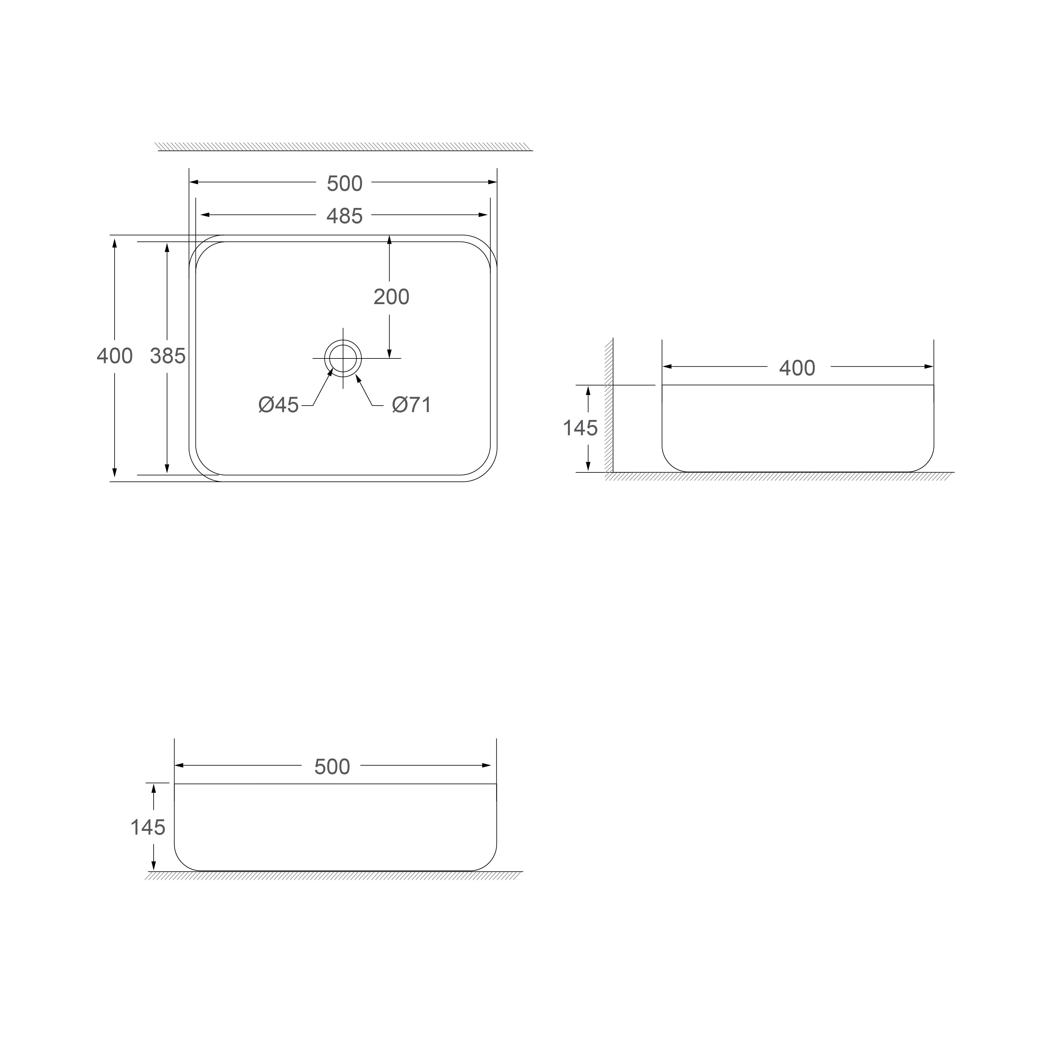 SORENTO 500mm Gold Counter Mounting Wash Basin come with single pre-punched tap hole