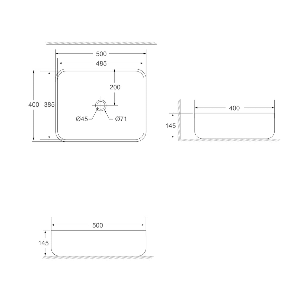 SORENTO 500mm Gold Counter Mounting Wash Basin come with single pre-punched tap hole