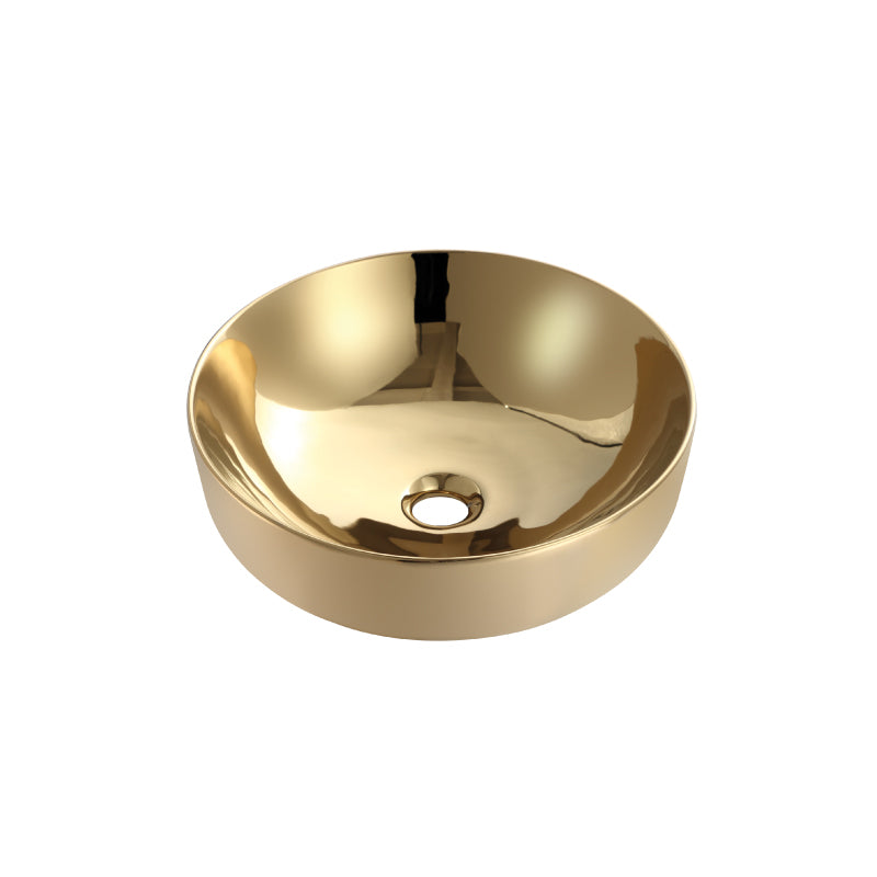 SORENTO 420mm Gold Circle Counter Mounting Wash Basin come with single pre-punched tap hole
