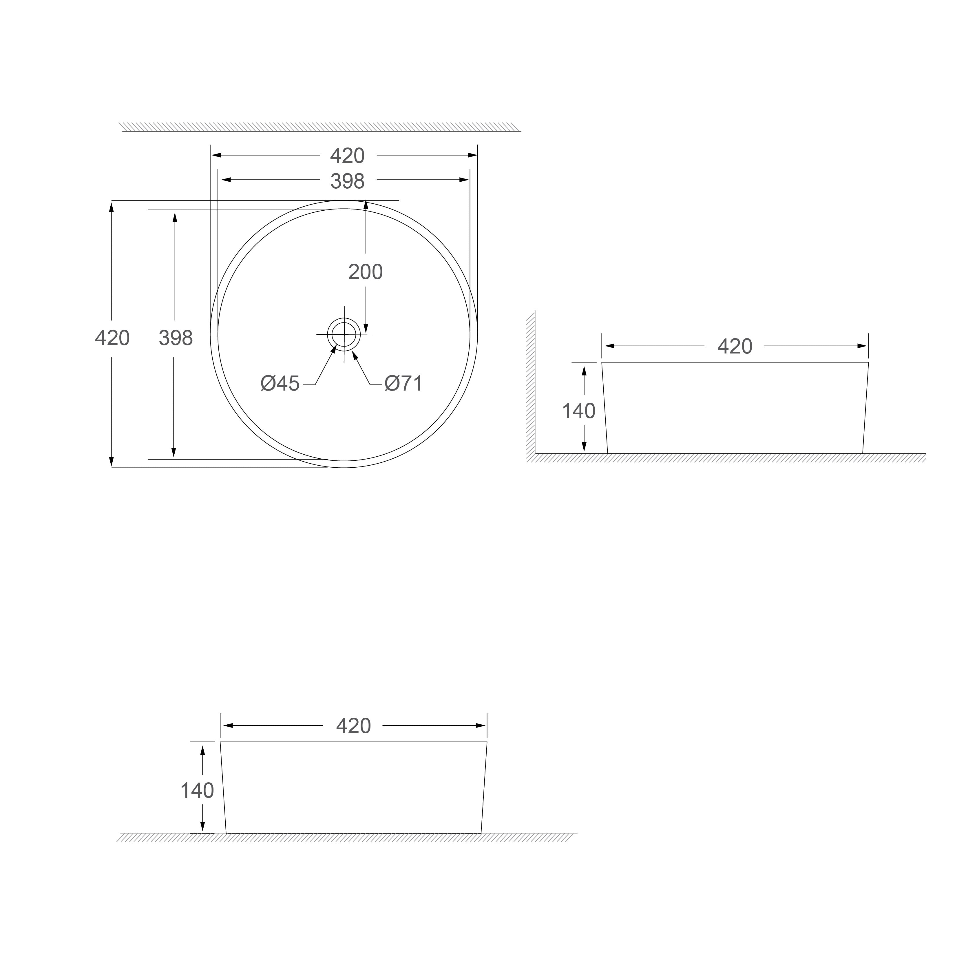 SORENTO 420mm Gold Circle Counter Mounting Wash Basin come with single pre-punched tap hole