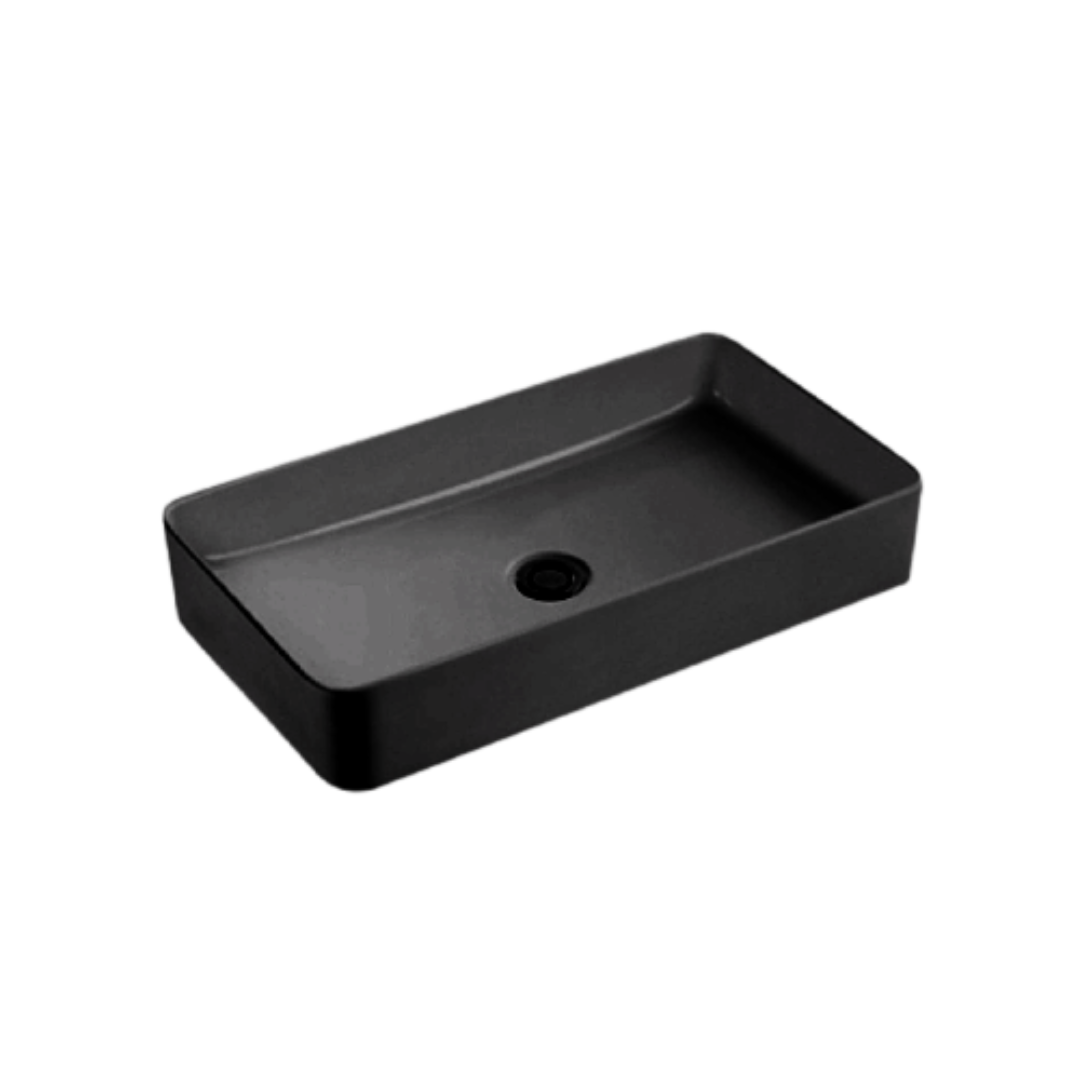 SORENTO 610mm Matte Black Rectangle Counter Mounting Wash Basin come with single pre-punched tap hole