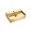 SORENTO 620mm Rectangular Gold Counter Mounting Wash Basin come with single pre-punched tap hole