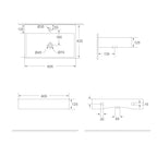 SORENTO 620mm Rectangular Matte Black White Counter Mounting Wash Basin come with single pre-punched tap hole