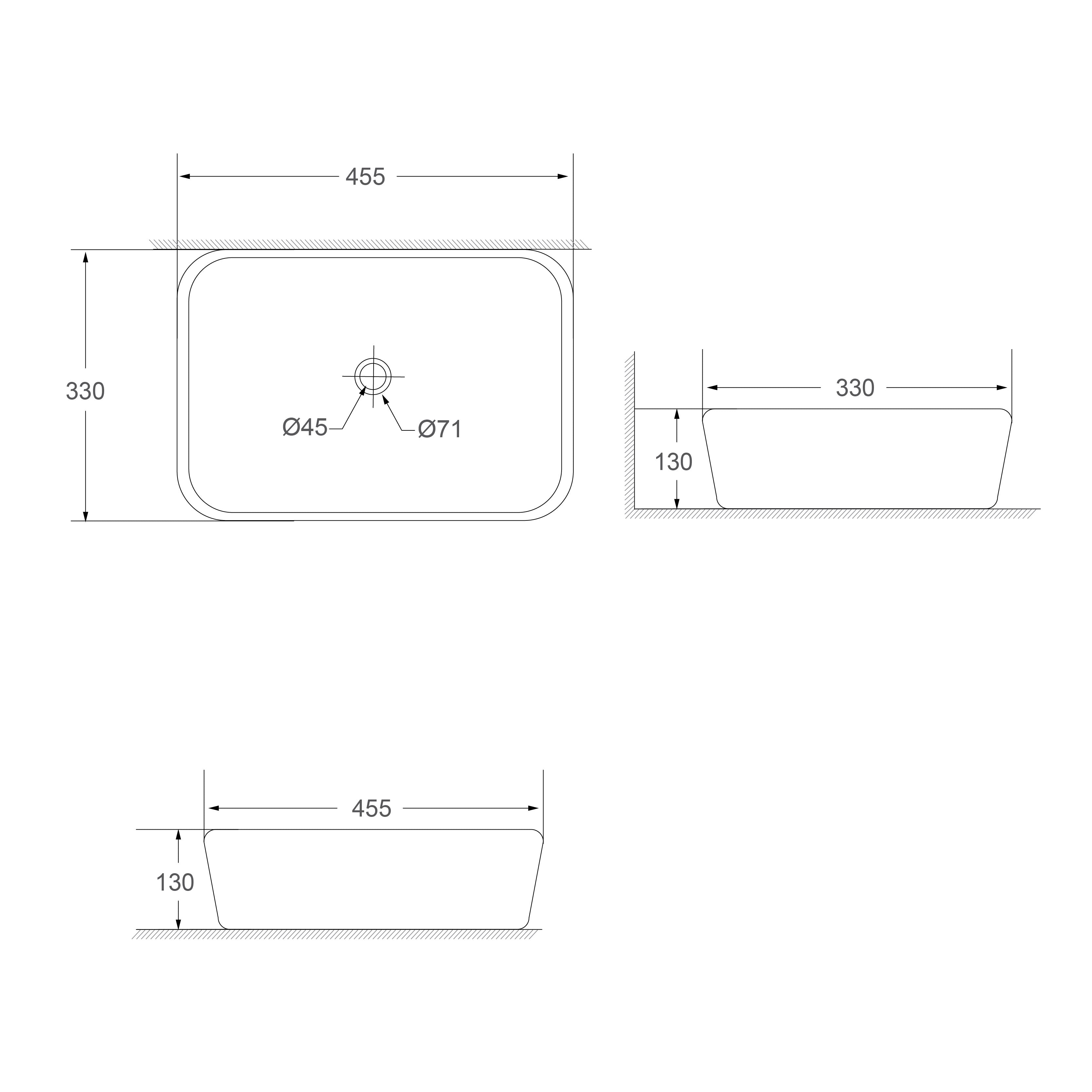 SORENTO 445mm Matte Black Counter Mounting Wash Basin come with single pre-punched tap hole