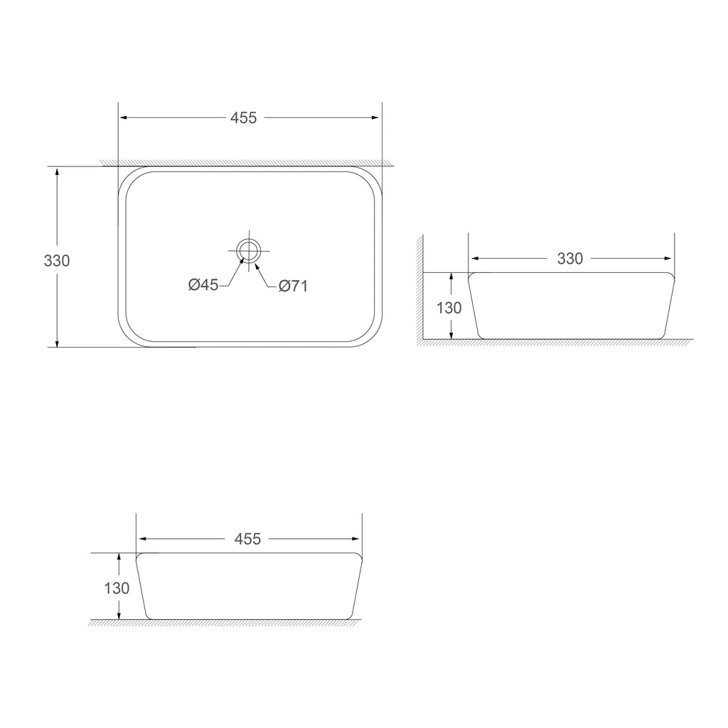 SORENTO 445mm Matte Black Counter Mounting Wash Basin come with single pre-punched tap hole