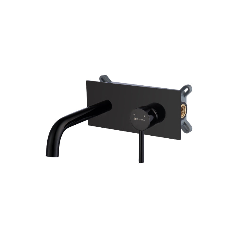 SORENTO 230mm Square Matt Black Wall Mounted Basin Mixer Tap