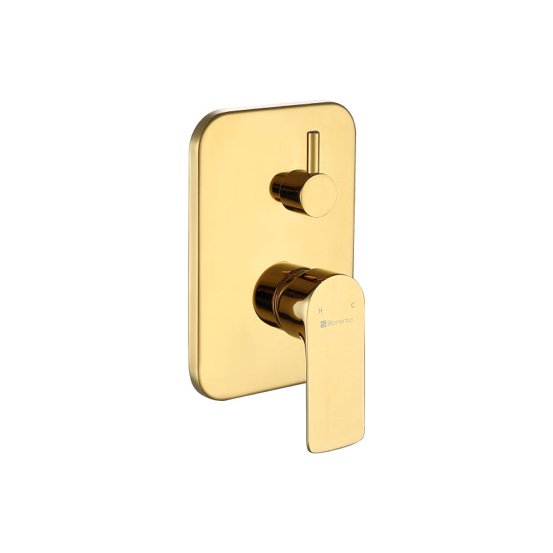 SORENTO Rectangular Concealed Manual Shower Valve with Diverter - Golden Yellow
