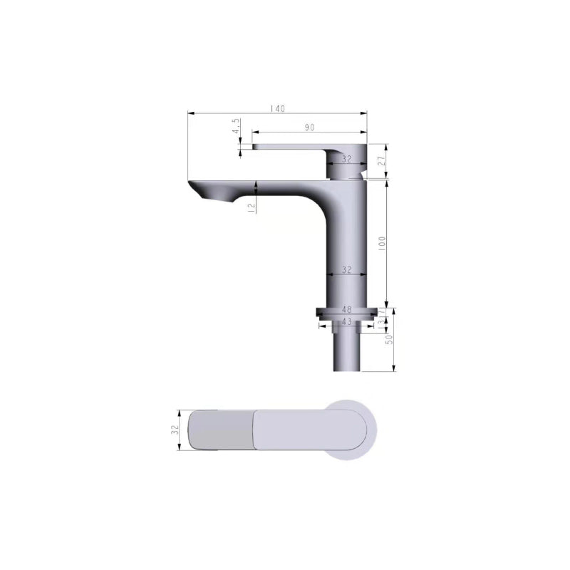 SORENTO 127mm Modern Matte Black Brushed Brass Basin Mono Mixer Tap