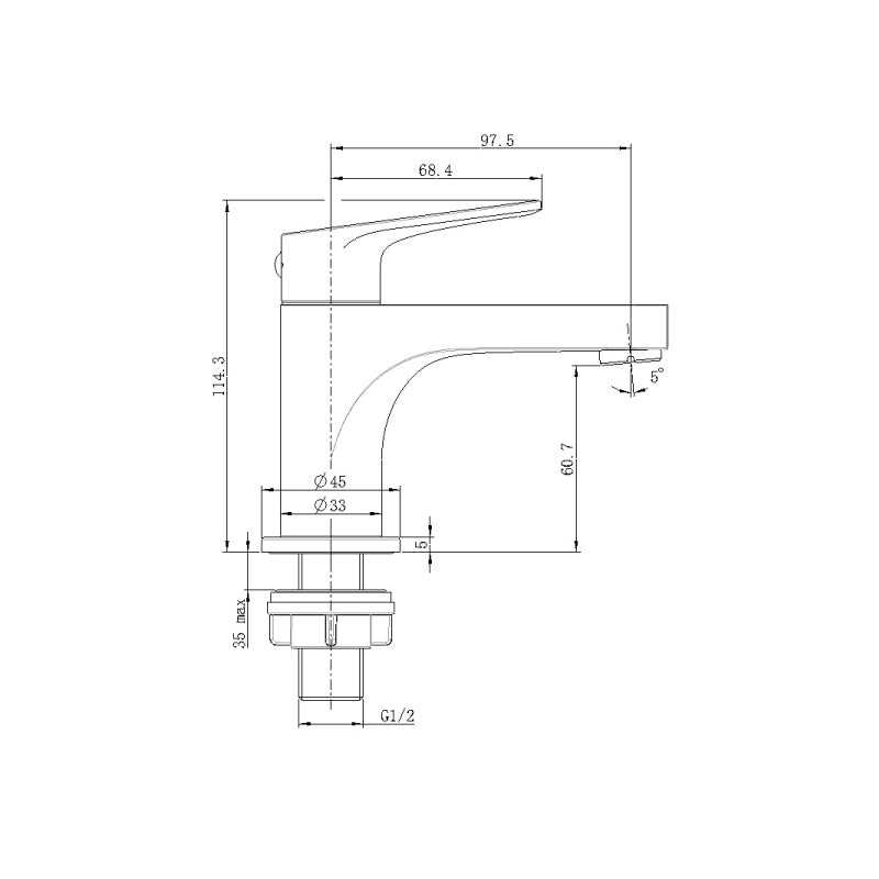 SORENTO 114mm Modern Matte Black Brushed Brass Basin Mono Mixer Tap