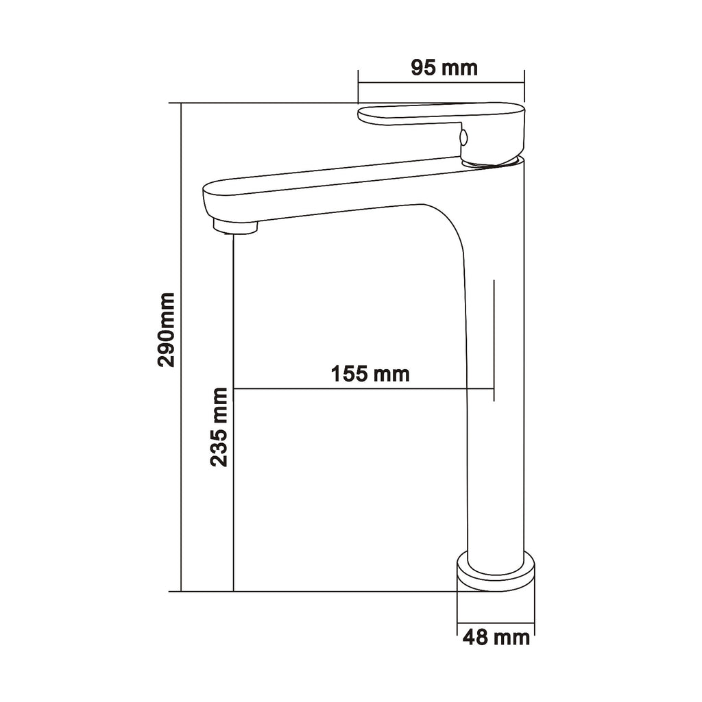 SORENTO 290mm Modern High Basin Mixer Tap Matte Black
