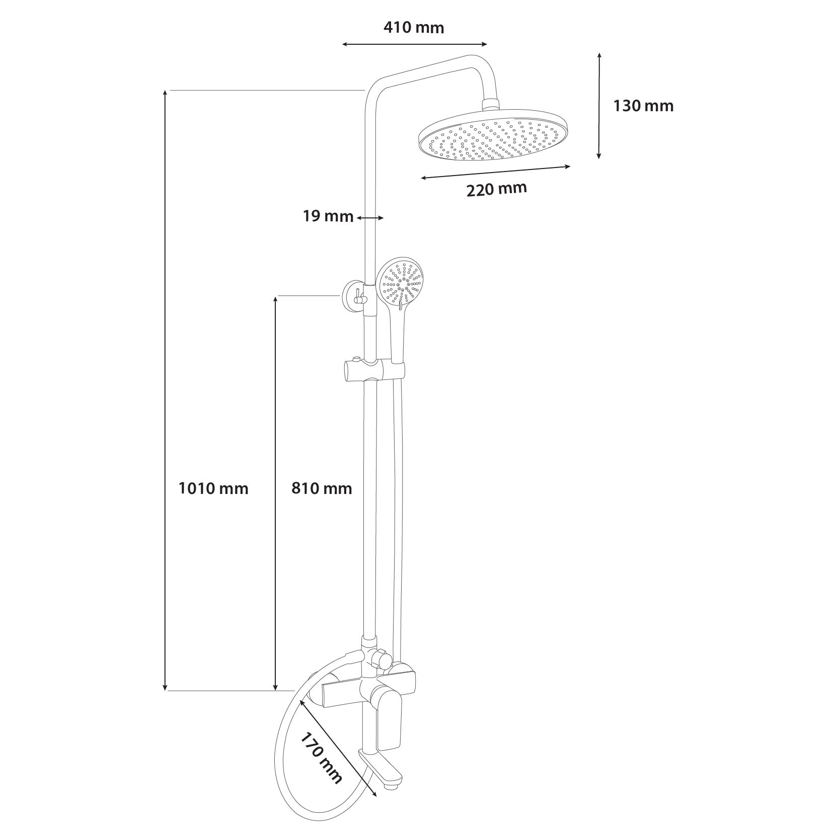 SORENTO Matte Black 3-Ways Exposed Shower Thermostatic Shower Bar Mixer Valve & Riser Rail Kit Set