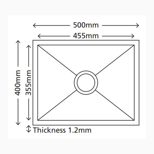ARTE 500mm Stainless Steel Silver Single Kitchen Sink