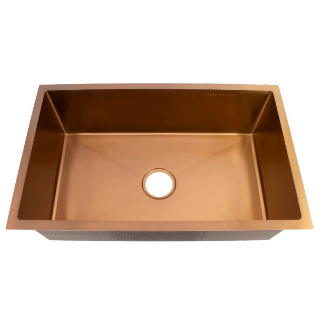 ARTE 750mm Stainless Steel Rose Gold Nano Handmade Sink - Single Bowl