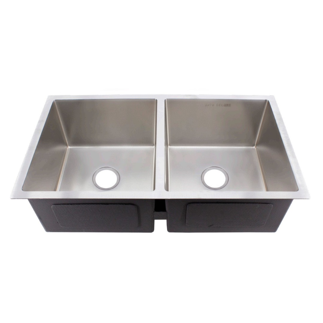 ARTE 800mm Stainless Steel Silver Nano Handmade Sink - Double Bowl