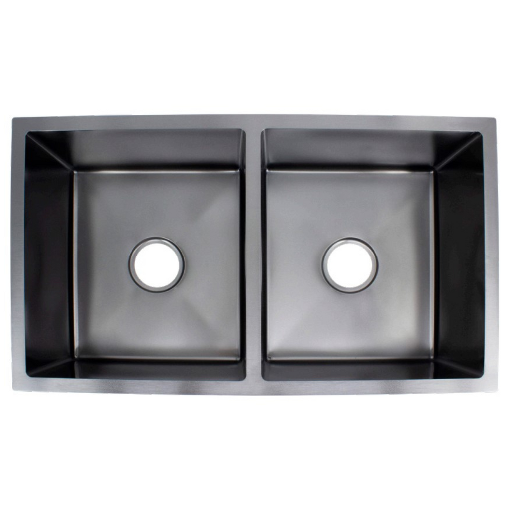 ARTE 800mm Stainless Steel Black Nano Handmade Sink - Double Bowl