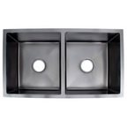 ARTE 800mm Stainless Steel Black Nano Handmade Sink - Double Bowl