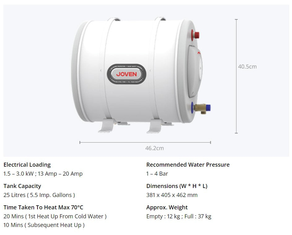 JOVEN 25L Stainless Steel Storage Water Heater
