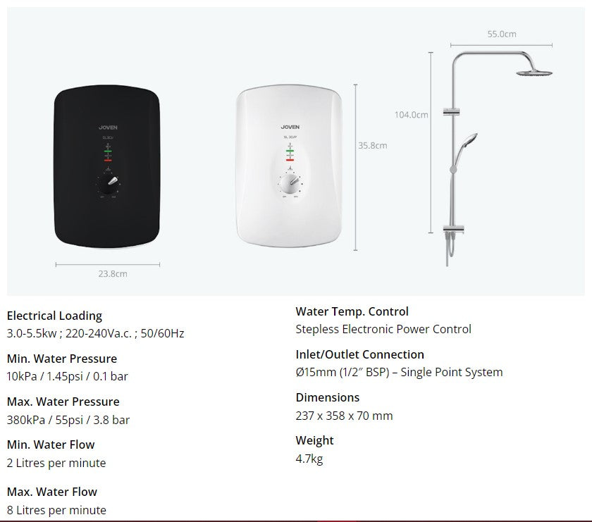 JOVAL SL30iP-RS Instant Water Heater