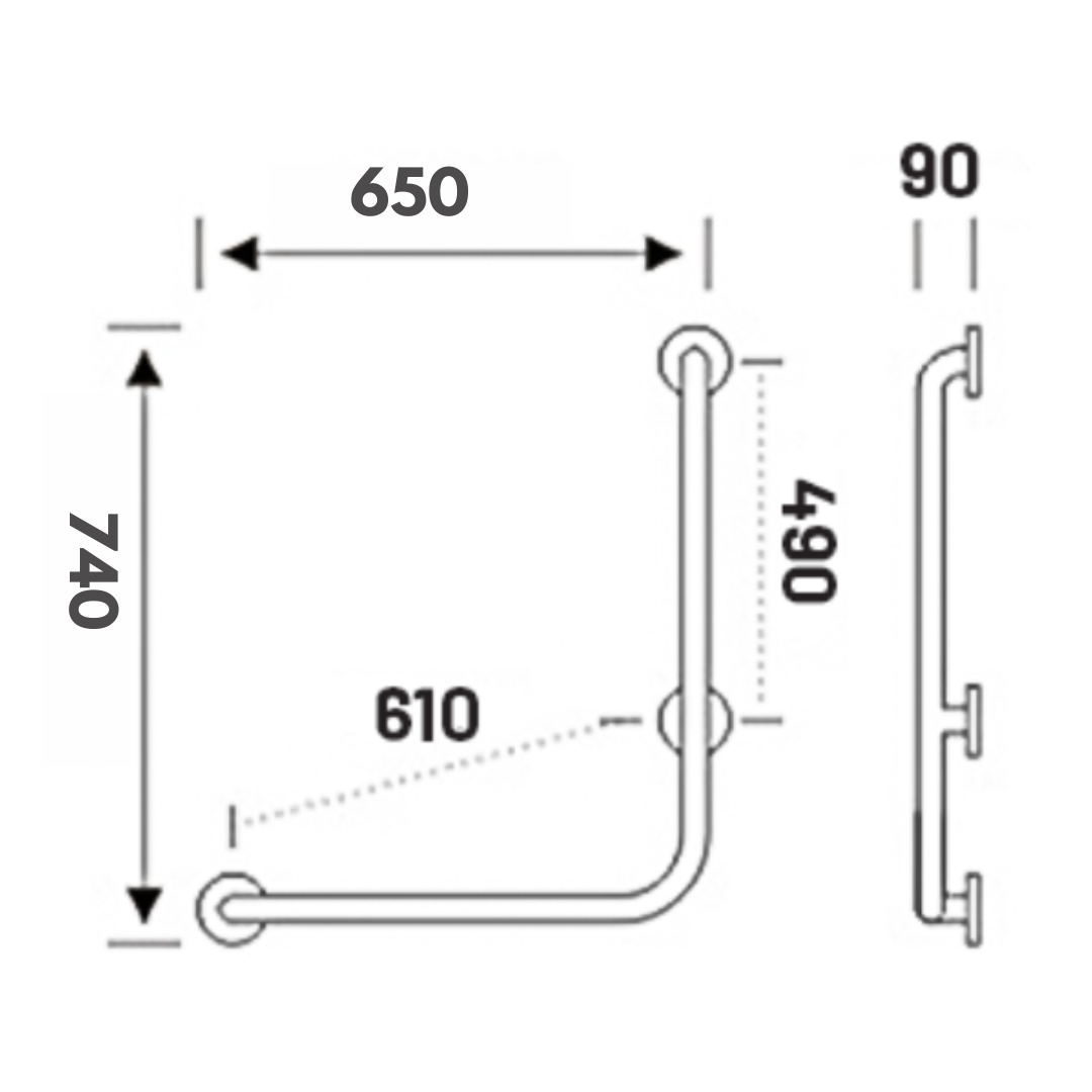 TAPI 49cm L Shape Safety Grab Bar