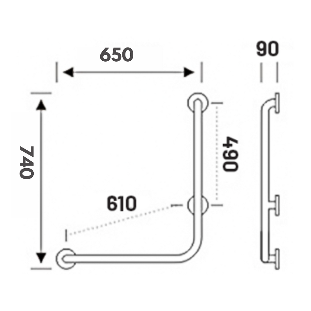 TAPI 49cm L Shape Safety Grab Bar