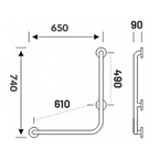 TAPI 49cm L Shape Safety Grab Bar