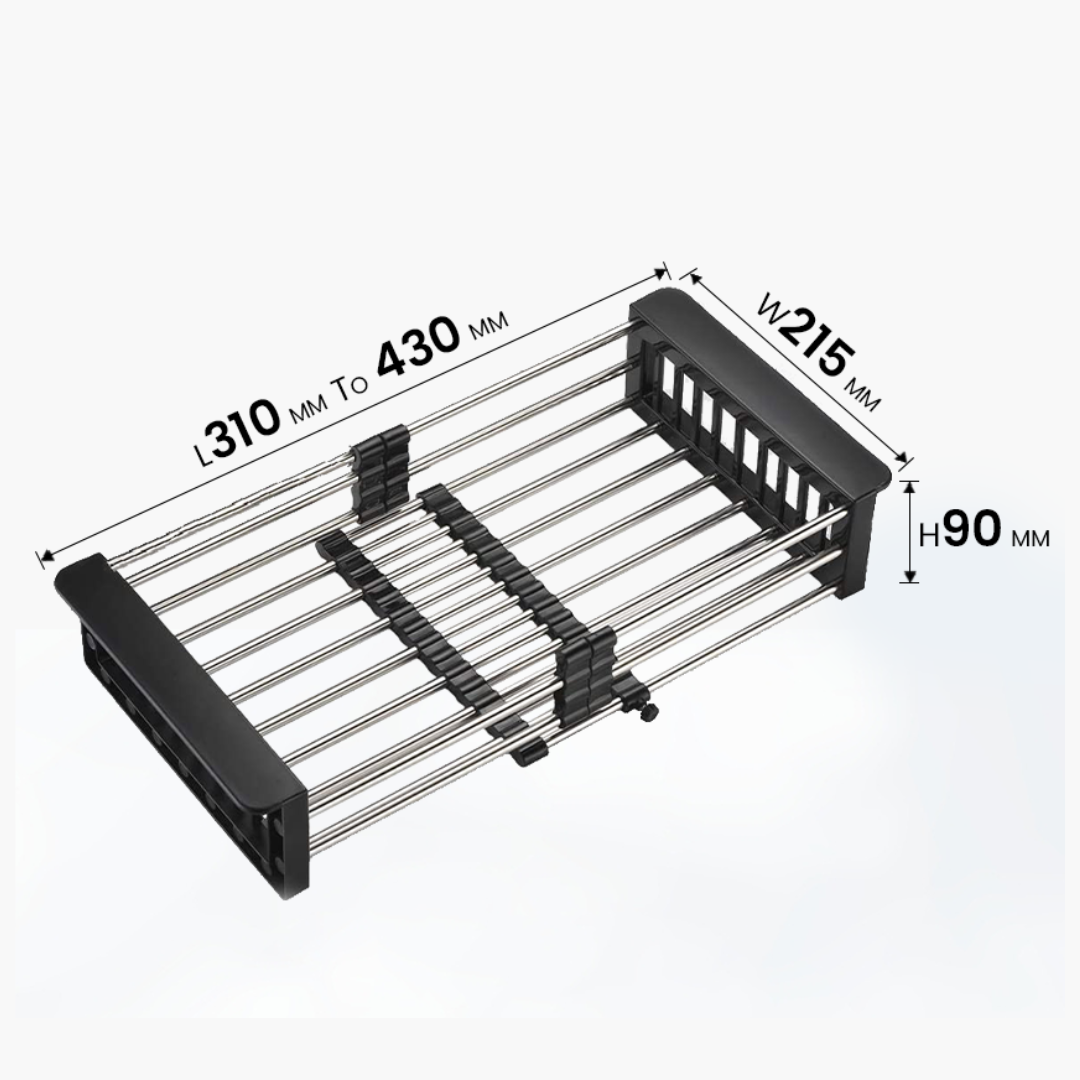 TAPI Black Adjustable Stainless Steel Basket for Kitchen Sink