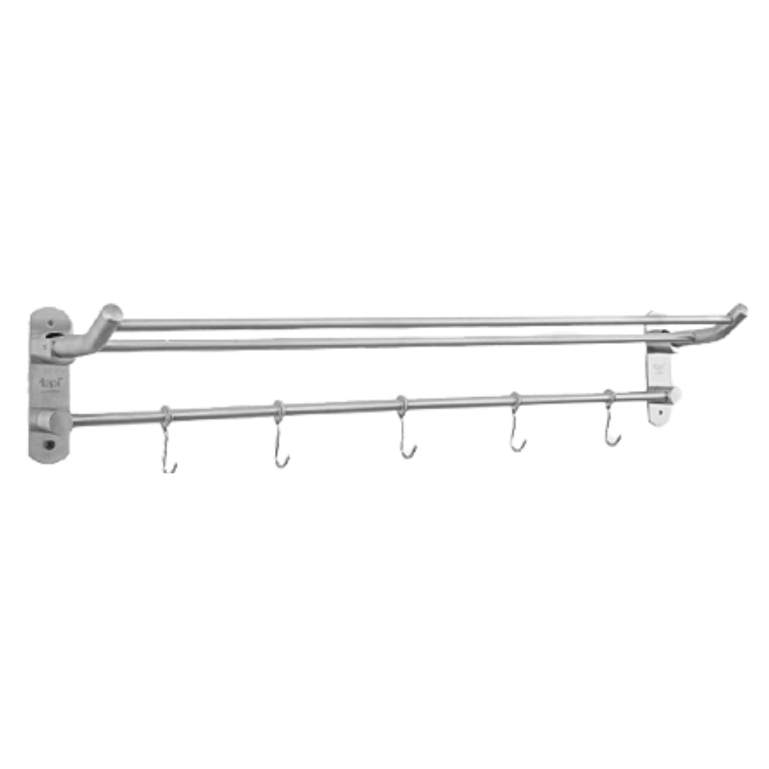 TAPI Stainless Steel Double Towel Bar with Hook - Chrome