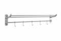TAPI Stainless Steel Double Towel Bar with Hook - Chrome