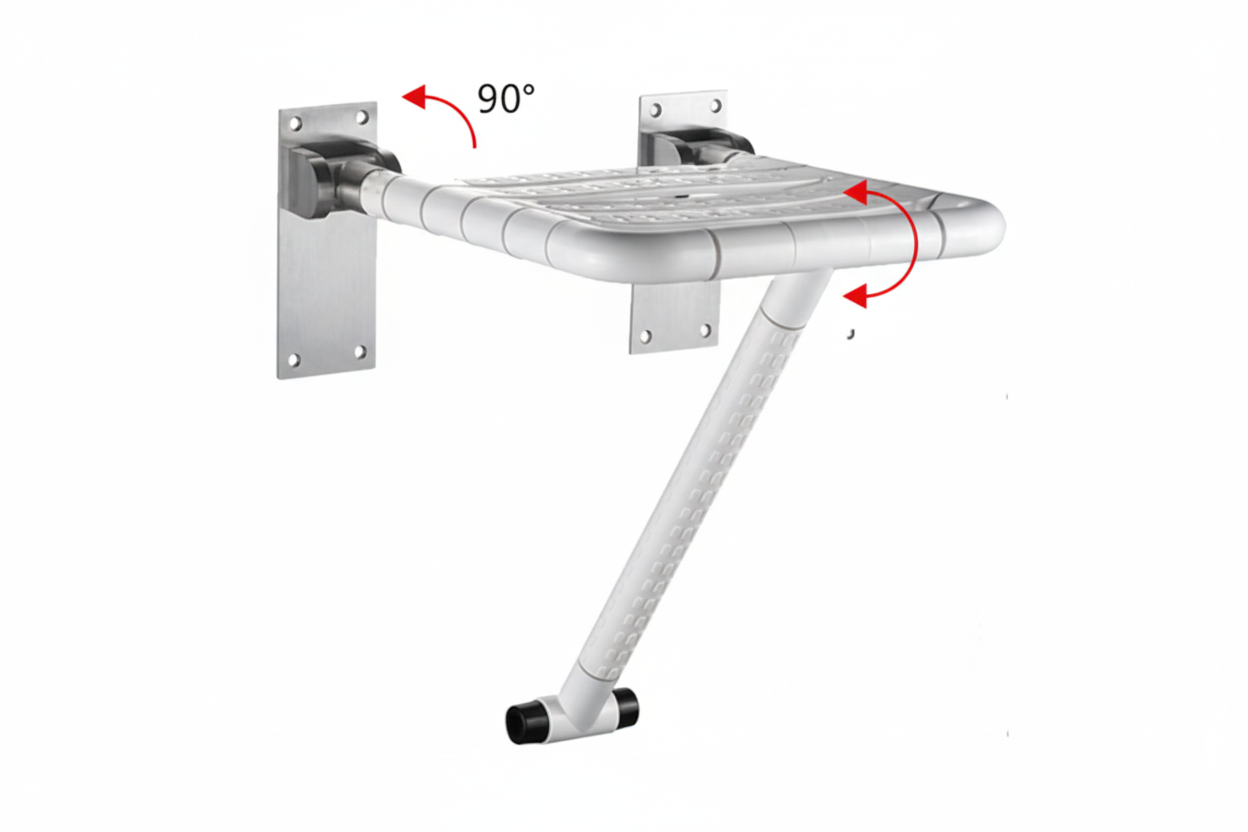 TAPI 39cm Wall Mount Foldable Shower Chair (Nylon Anti Slip)