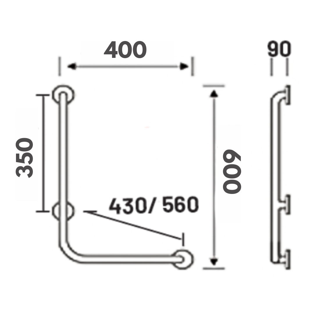 TAPI 60cm L Shape Safety Grab Bar (Nylon Anti Slip)