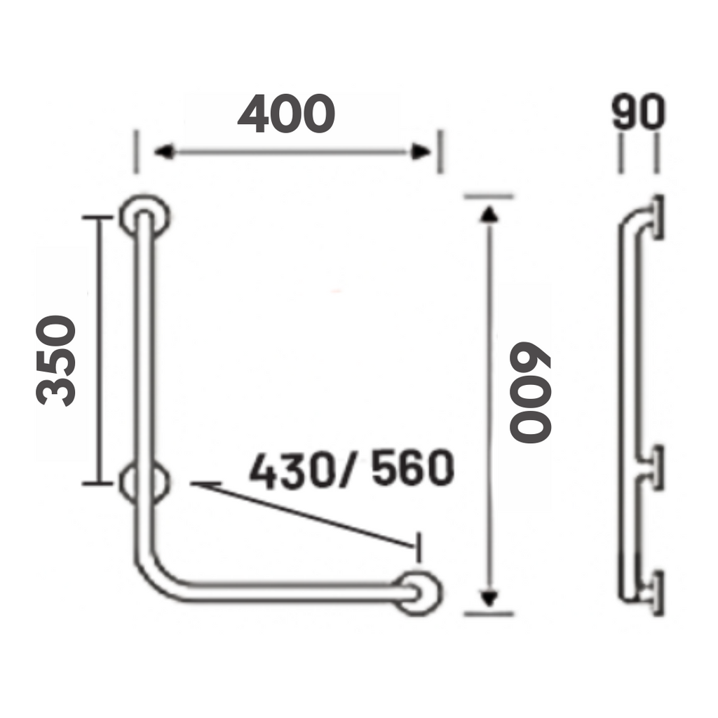 TAPI 60cm L Shape Safety Grab Bar (Nylon Anti Slip)