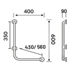 TAPI 60cm L Shape Safety Grab Bar (Nylon Anti Slip)