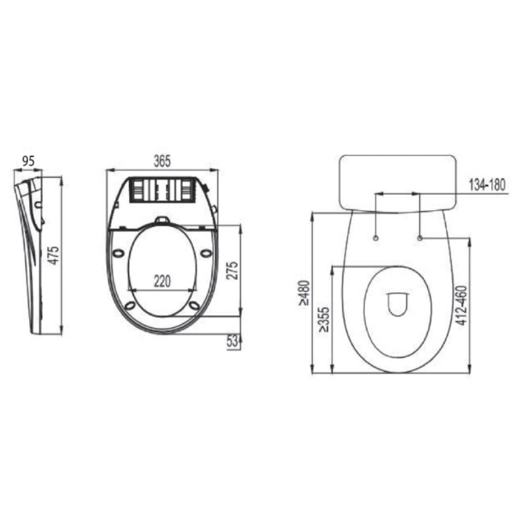DOCASA SC-BS-O 365mm White Round Manual Bidet Seat and Cover
